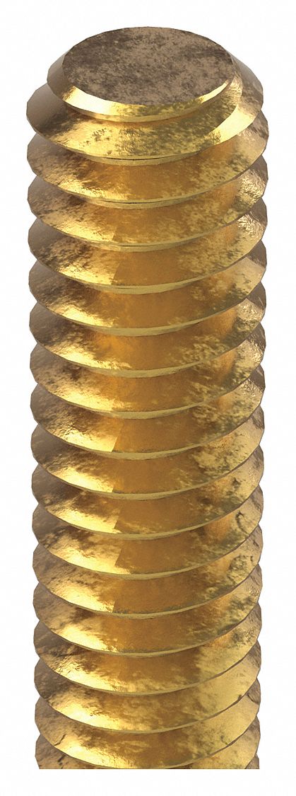 FULLY THREADED ROD, #10-24 THREAD SIZE, BRASS, PLAIN FINISH, 3 FT OVERALL L