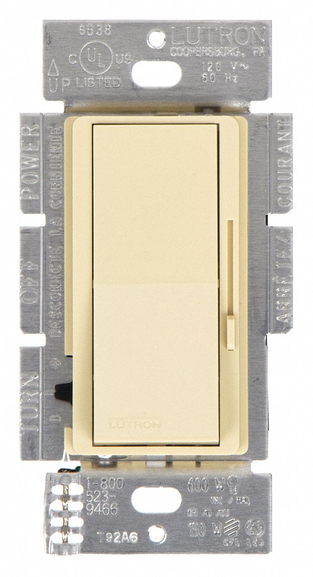 LUTRON, Halogen/Incandescent, Side, Lighting Dimmer 5PWL6DV603PIV