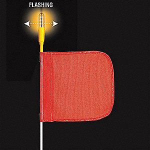 WARNING WHIP, FLASH/AMBER/8 LED, ORNG, OVERALL HEIGHT 8 FT, FLAG 11 X 12 IN, FIBREGLASS/NYLON