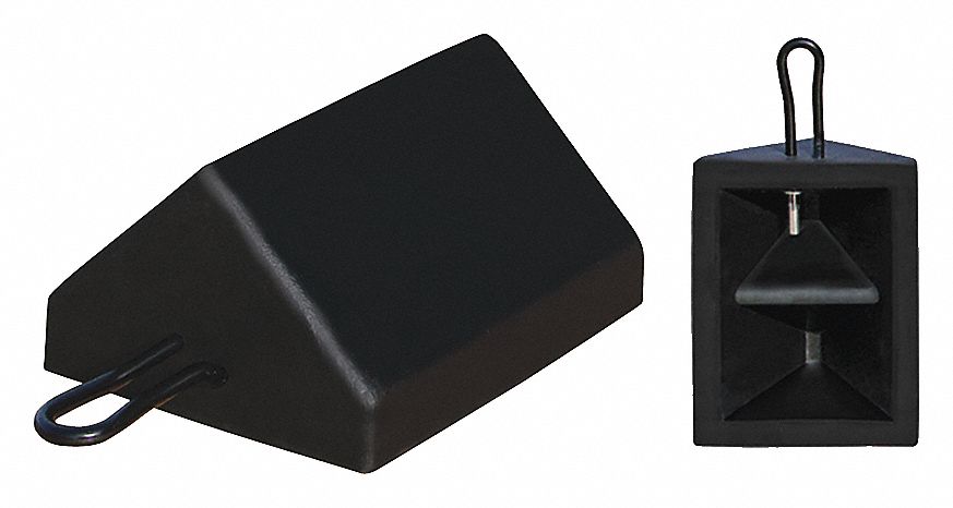 WHEEL CHOCK, BLACK, 8 IN W X 5 1/2 IN H X 10 IN L, RUBBER