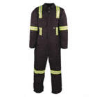 414VBF COVERALLS, NAVY, 56 REGULAR, COTTON DRILL, 5 FT 8 IN TO 6 FT, 2-WAY ZIPPER