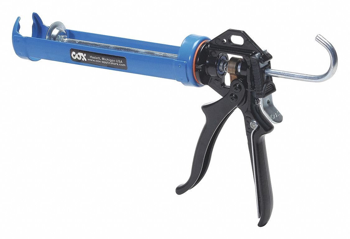 CAULK GUN, MANUAL, CRADLE STYLE, 12:1 THRUST RATIO, BLUE, 10.3 OZ