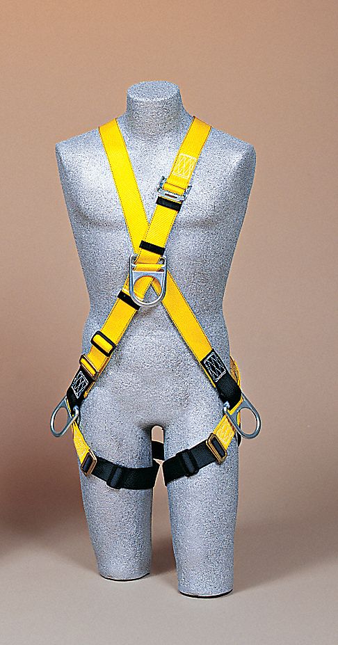 CLIMBING HARNESS, 420 LBS, PASS-THROUGH BUCLKES, UNIVERSAL SIZE, STEEL/ALUMINUM & NYLON/DELRIN
