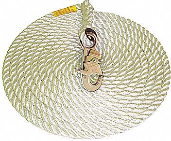 ROPE LIFELINE, DBI-SALA, SNAP HOOK, CSA Z259.2.1 CLASS ADP, BLUE/RED, 75 FT, POLYESTER/PP