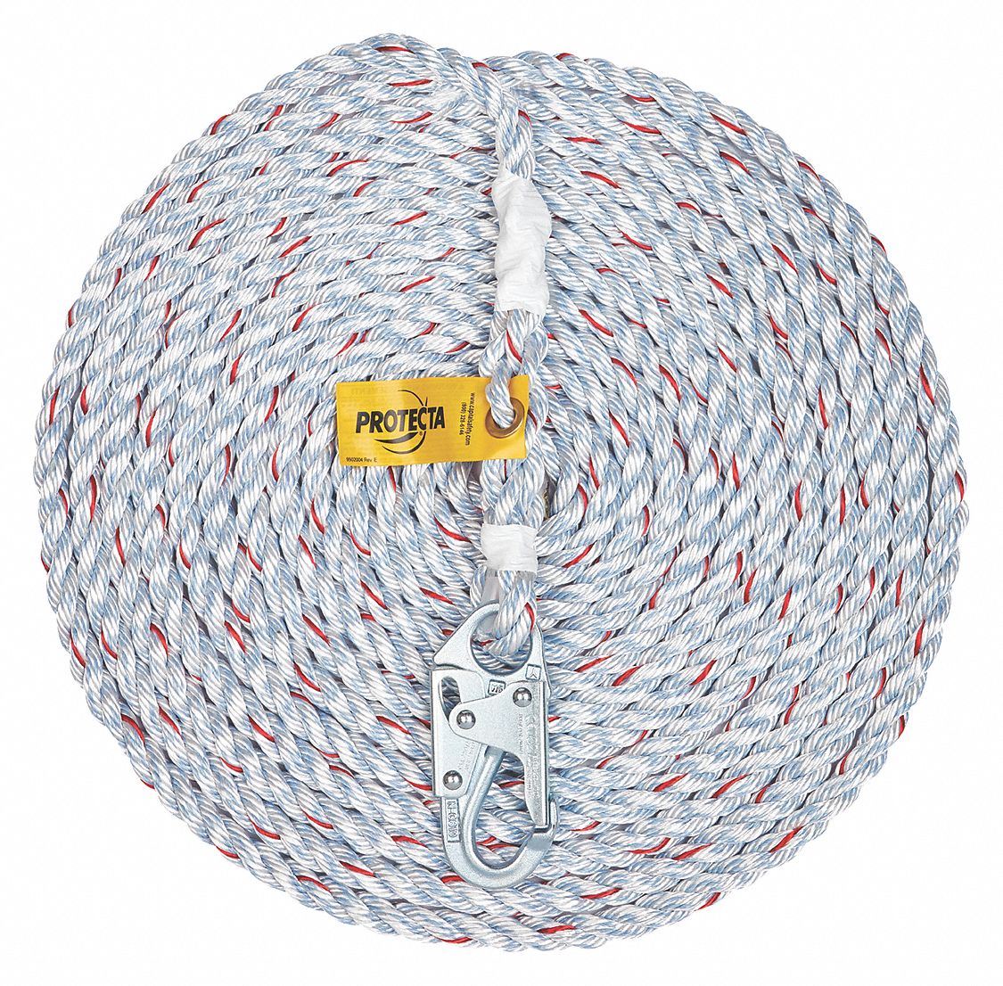 ROPE LIFELINE, BUILT IN HOOK, CSA Z259.2.1 CLASS ADP, MAX 310 LBS, 100 FT X 5/8 IN, POLYESTER/PP