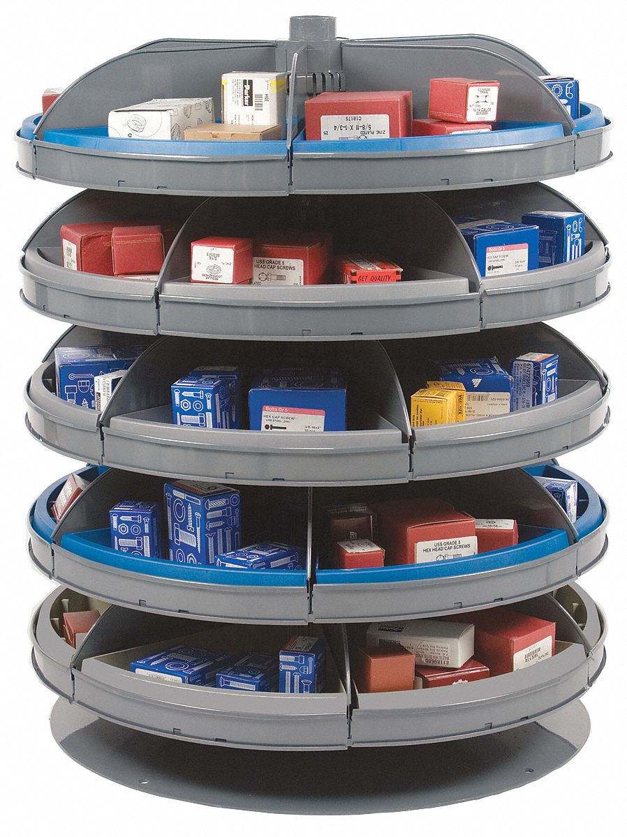 DURHAM UNIT SHELF W/10 ROTATING SHELVES - Revolving Storage Bins and ...