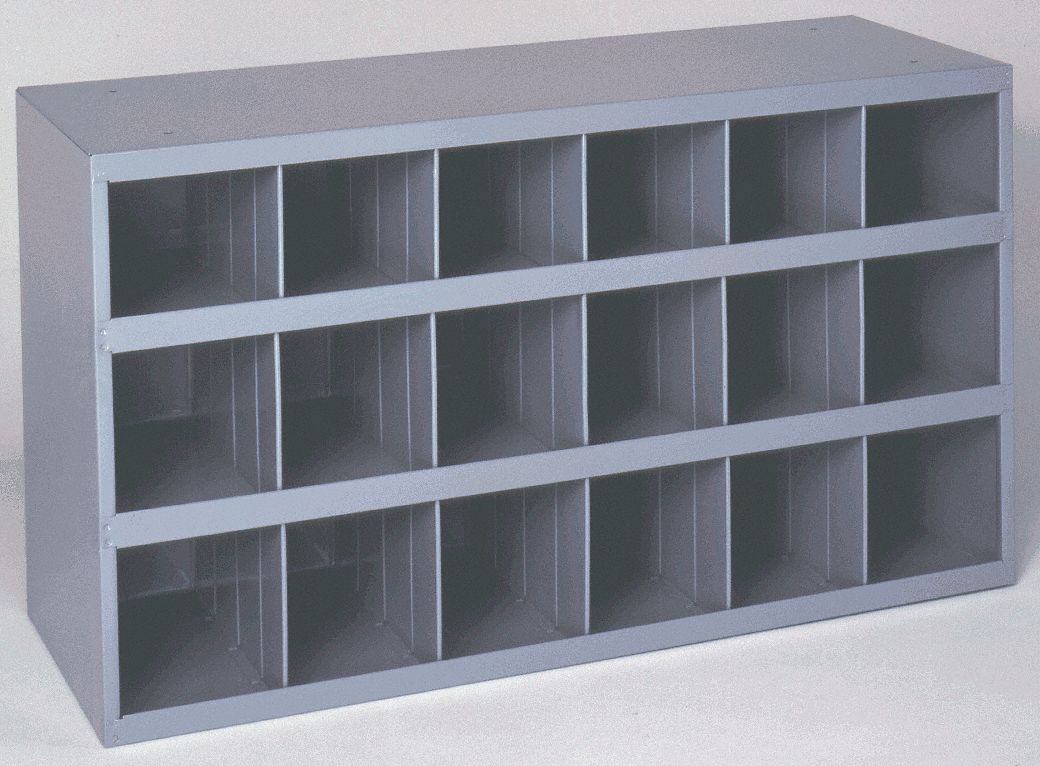 BIN STORAGE STACKABLE 18 BINS GRAY