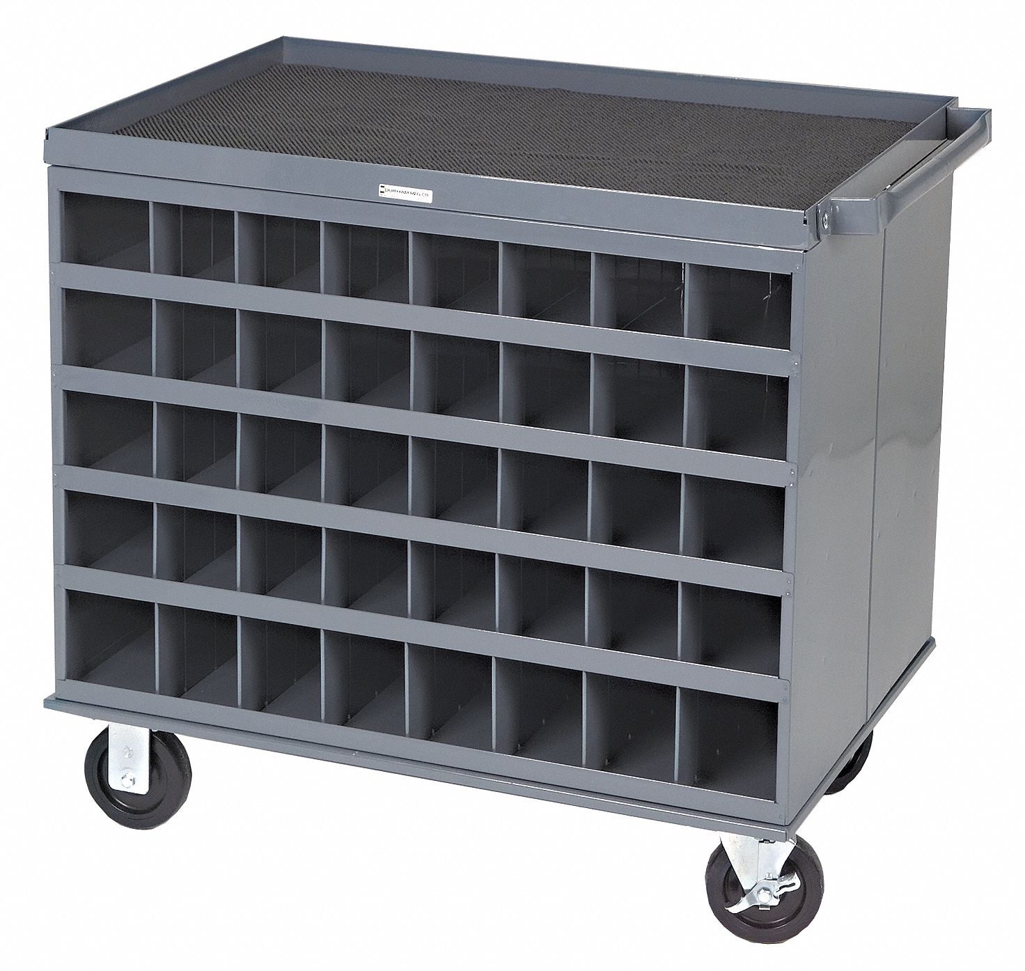 CART/ WORKSTATION, MOBILE, CAP 1200 LBS, 16 GA, 80 BINS, GREY, 30 X 34 IN, 5 IN DIA, POLYURETHANE