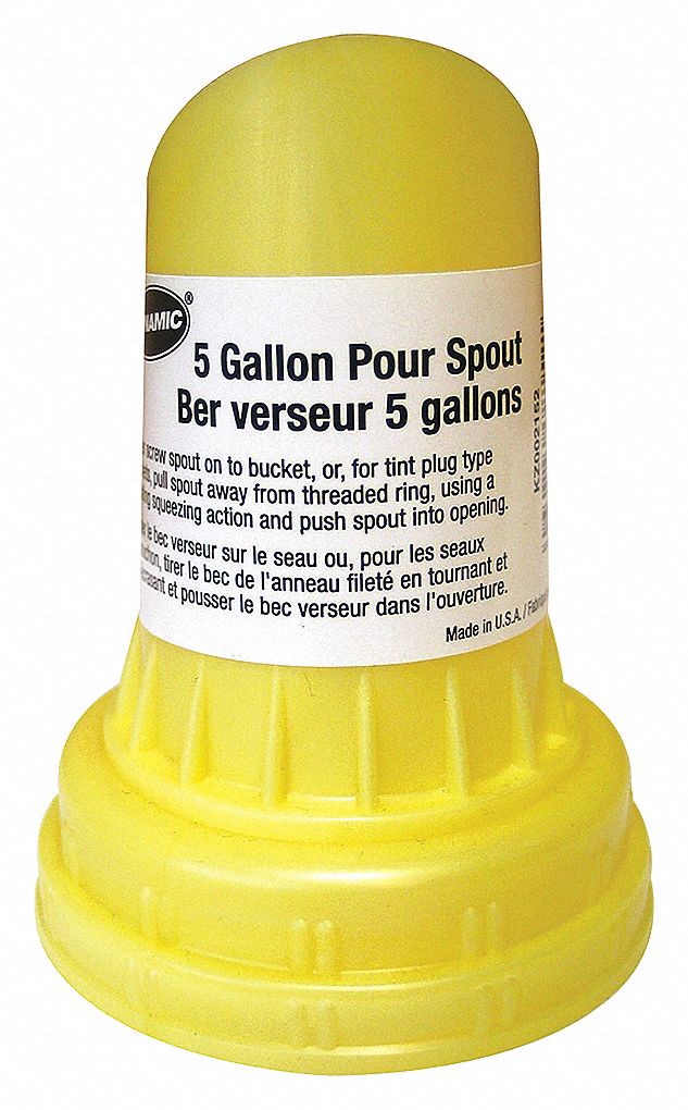 PAINT SPOUT, YELLOW, 5 GAL, 3 X 3 X 3.9 IN, PLASTIC