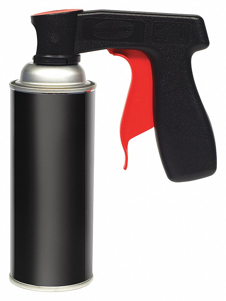 SPRAY CAN TRIGGER HANDLE, BLACK HANDLE/RED TRIGGER, UNIVERSAL FIT, 5 1/4 X 10 1/4 IN