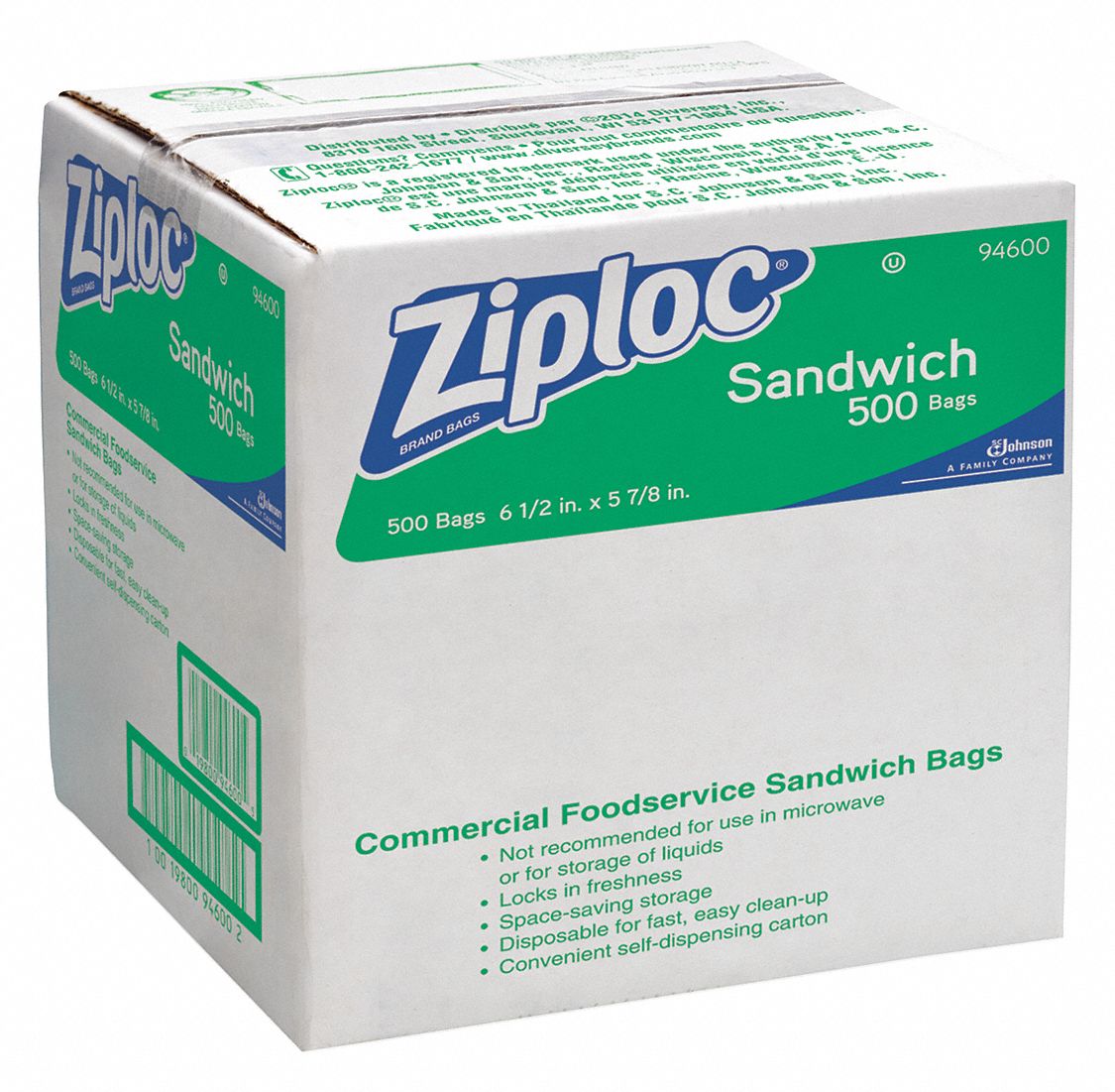 ZIPLOC SACHET ZIPLOC SANDWICH 1,2MI 500/CA Sacs refermables en poly DRC94600 94600 à