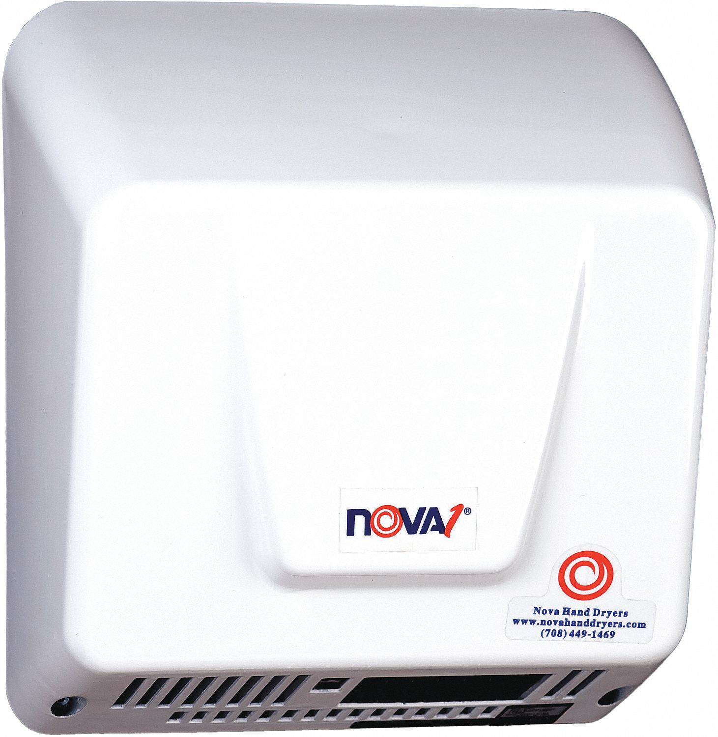 HAND DRYER, AUTO, SURFACE-MOUNTED, 120/208/240 V, WHT, 9.7 X 9 X 4 IN, ALUMINUM COVER