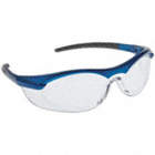 SAFETY GLASSES, 4A COATING, STRAIGHT TEMPLE, BLUE/CLEAR, PC