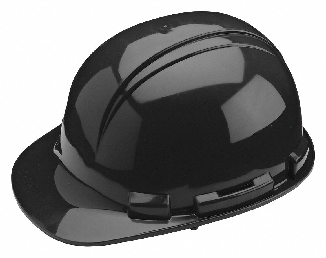 CASQUE DE SÉCURITÉ, CSA, TYPE 1, CLASSE E, PE, CLIQUET SURE-LOCK À 4 POINTS, REBORD, NOIR