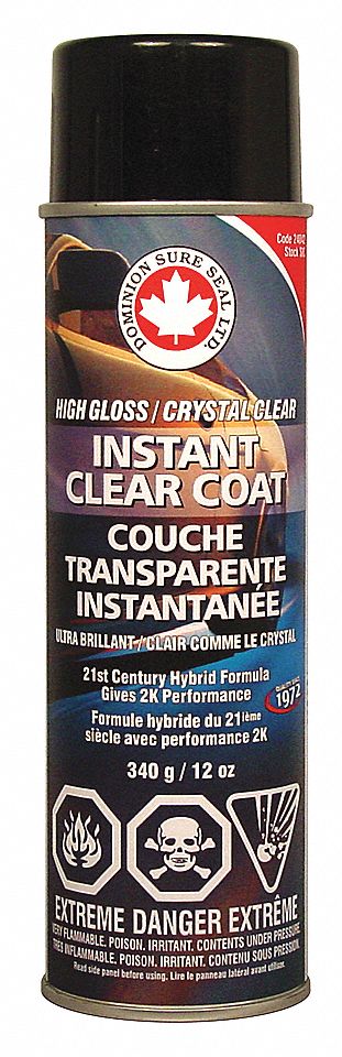 INSTANT CLEAR COAT, 30 TO 40 MIN DRY/15 TO 35 DEG C, CLEAR, 1.50 G VOC, 340 G