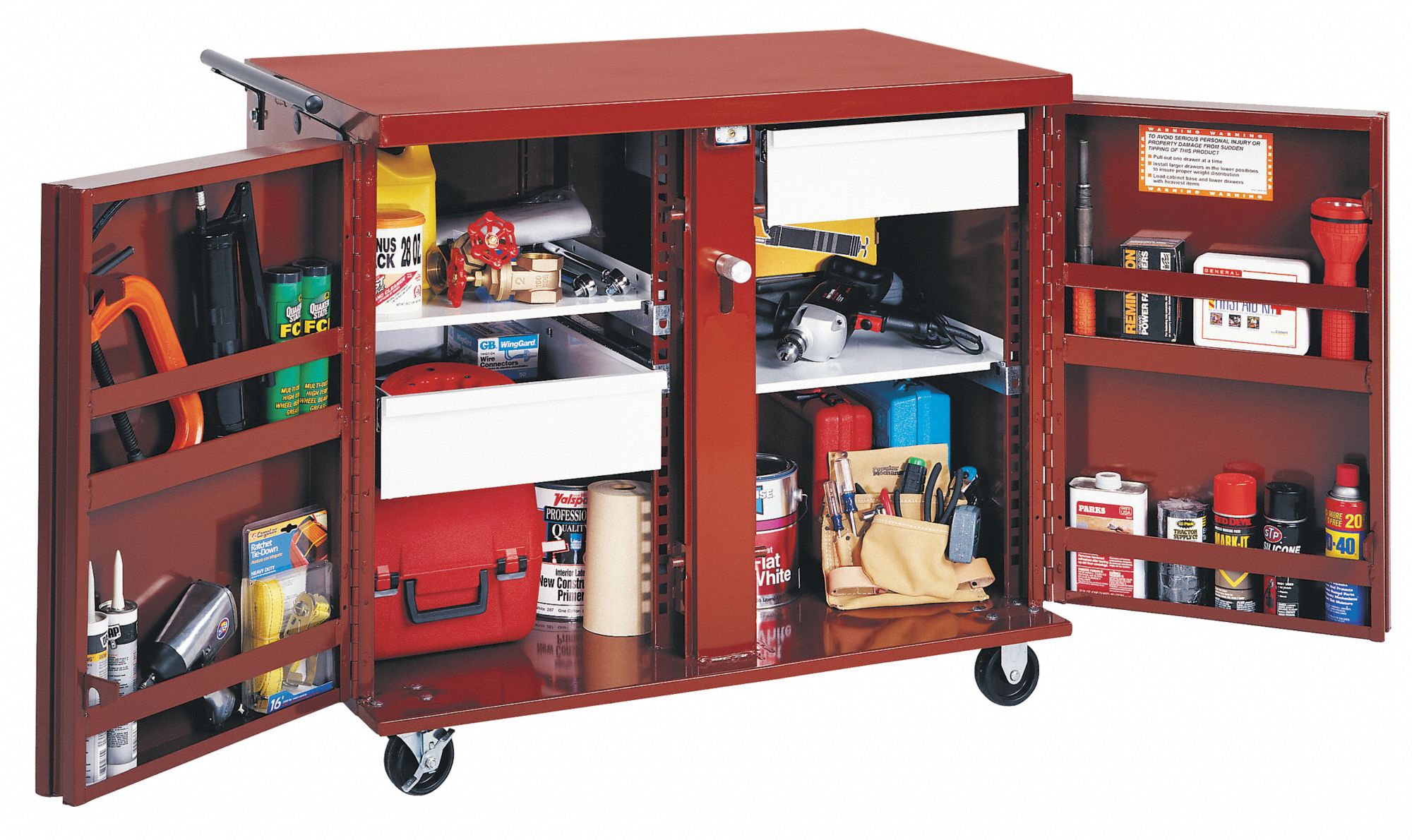 CABINET WORKBENCH, 49⅞ IN X 26⅞ IN, STEEL, BROWN, STEEL