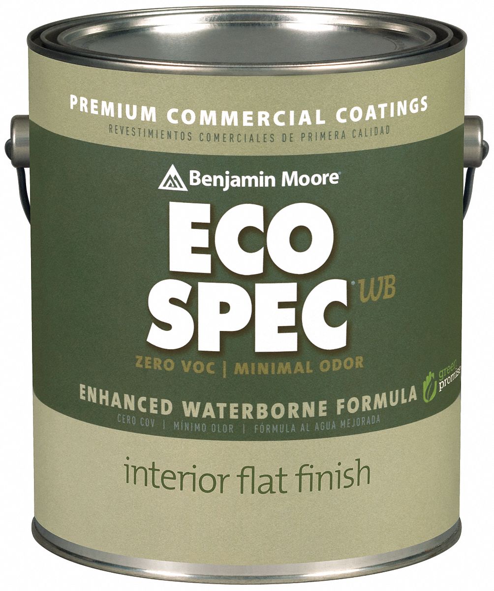 BENJAMIN MOORE Flat Interior Paint, Water, White, 1 gal 10T476