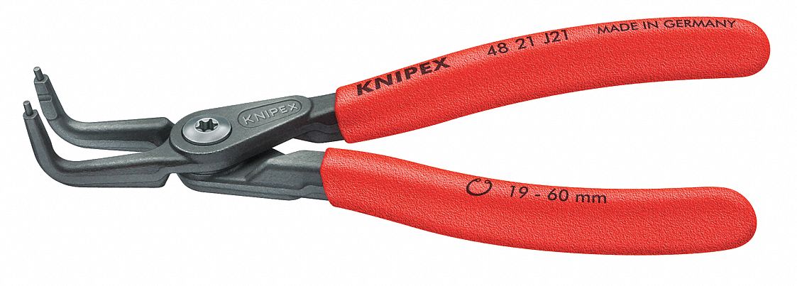 Retaining Ring Plier: Internal, For 8 mm to 13 mm Bore Dia, 0.035 in Tip Dia, 5 1/8 in Overall Lg