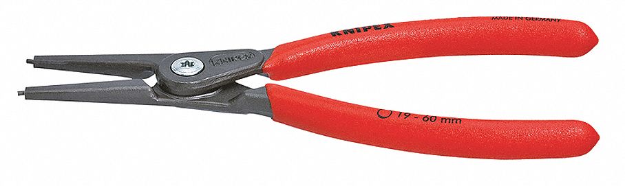 Retaining Ring Plier: External, For 3 mm to 10 mm Shaft Dia, 0.035 in Tip Dia, 5 1/2 in Overall Lg