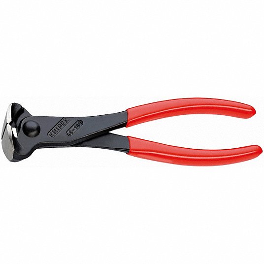 End Cutting Nippers: 7 in Overall Lg, For 0.16 in Max Wire Thick, Steel, Plastic