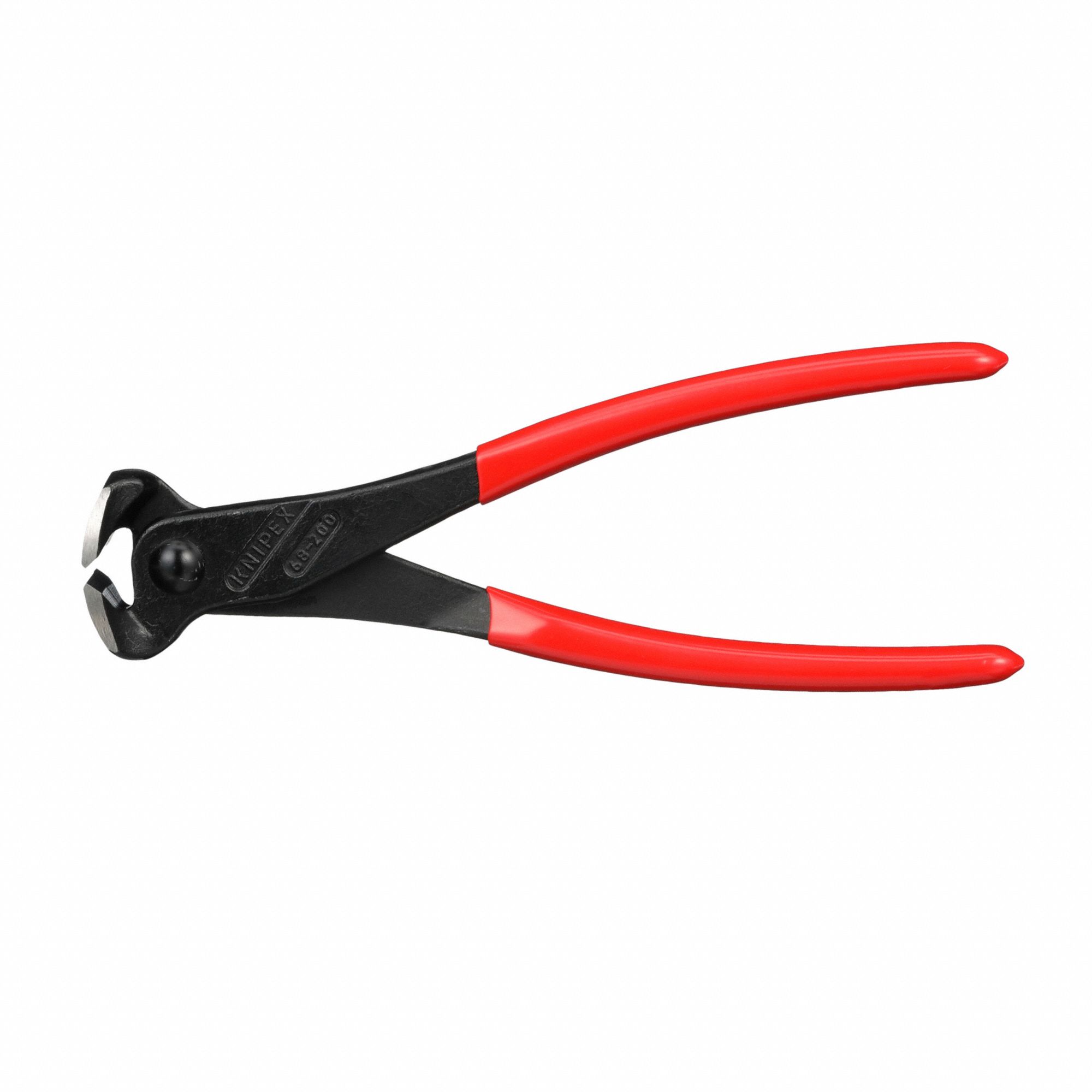 End Cutting Nippers: 8 in Overall Lg, For 0.16 in Max Wire Thick, Steel, Plastic