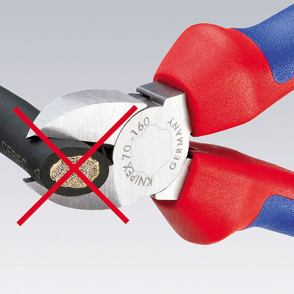 KNIPEX Diagonal Cutting Pliers, Cut Bevel, Jaw Width 7/8 in, Jaw