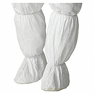 BOOT COVERS, SERGED, CLASS ISO 6, CLASS 1000, WHITE, SIZE X LARGE, 17 IN, ELASTIC/DUPONT TYVEK/VINYL