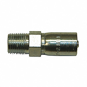 HYDRAULIC HOSE FITTING, PERMANENT, BARBED, CRIMPED, TAPER PIPE, RIGID, MALE, 1/8 IN DIA, STEEL