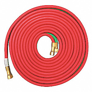 WELDING HOSE, SIAMEEZ TWIN, OIL-RESISTANT, GREEN/RED, 25 FT L, 1/4 IN DIA,
