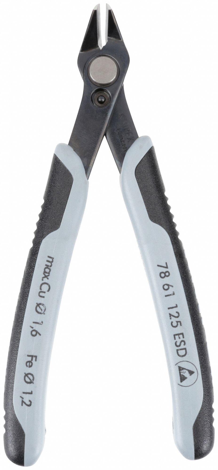 ESD PRECISION NIPPERS, 4 7/8 IN OVERALL L, 3/8 IN JAW L, 1/2 IN JAW W, LESS THAN 6 IN