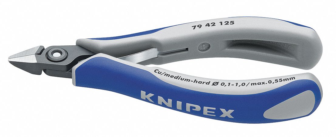 DIAGONAL CUTTING PLIER, FLUSH, STRAIGHT, ½ IN JAW L, ½ IN JAW W, 5 IN OVERALL L, TETHER READY