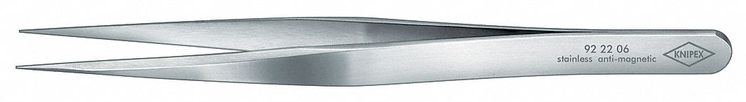 Precision Tweezers, SS, Straight, 4 23/32"L