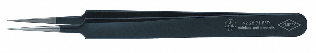 Precision Tweezers: Stainless Steel, Point, Straight Tip