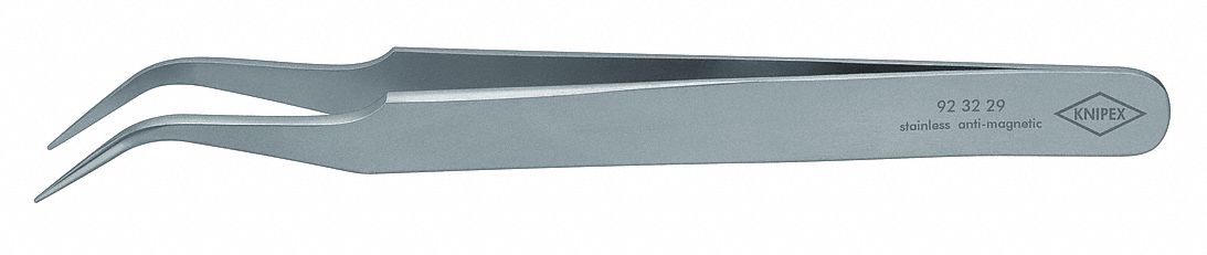 PRECISION TWEEZERS, STAINLESS STEEL, POINT, CURVED TIP, 0.25 MM TIP THICK