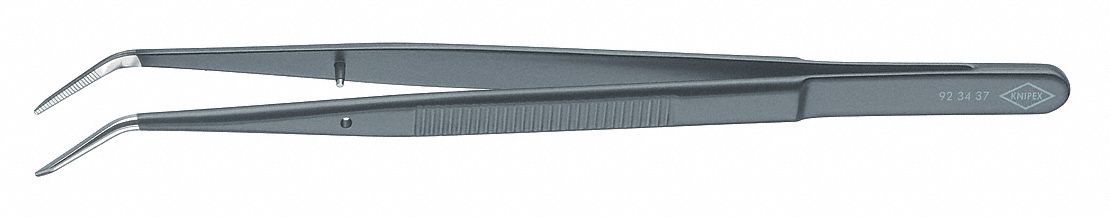 Precision Tweezers, Steel, Bent, 6 3/32"L