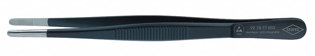 Precision Tweezers: Stainless Steel, Round, Straight Tip, 1.3 mm Tip Thick