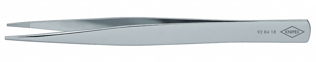 Precision Tweezers, SS, Straight, 4 61/64"L