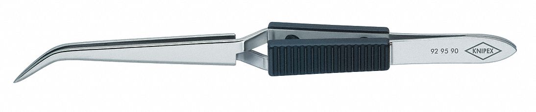 CROSS OVER TWEEZERS, STAINLESS STEEL, ROUND, BENT TIP, 0.8 MM TIP THICK