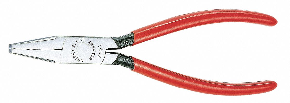 FLAT NOSE GROZING PLIER, 2 IN MAX JAW OPENING, 6¼ IN OVERALL L, 1⅛ IN JAW L, ¼ IN TIP W