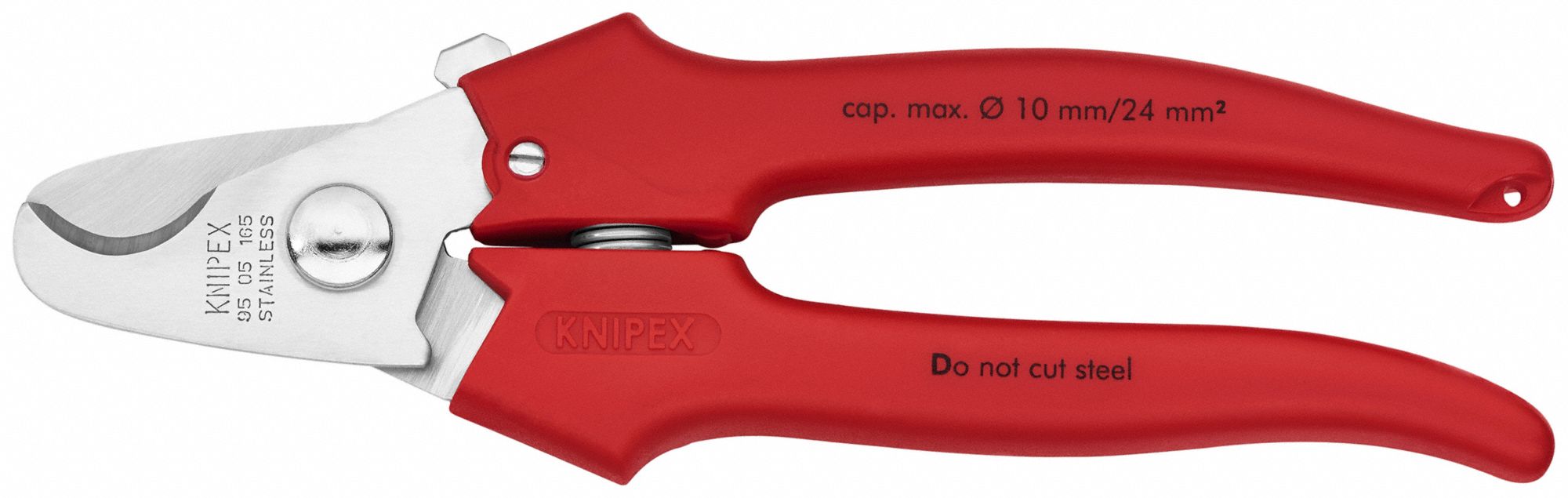 KNIPEX Cable Shears, Plastic, 6 1/2 in Overall Length, Shear Cutting