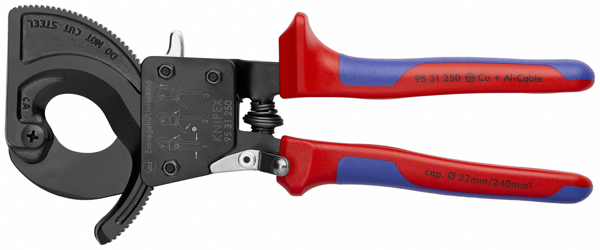 KNIPEX, Handle, Shear, Ratchet Cable Cutter 10U14795