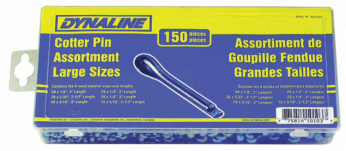 DYNALINE COTTER PINS KIT, 6 ASSORTED SIZES, PKG 150 - 12852