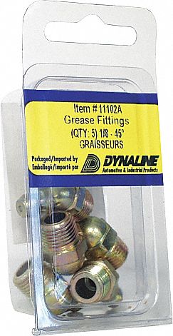 GREASE FITTING, 45 DEGREES, 8000 PSI, NPT THREAD, 7/8 IN, PKG 5