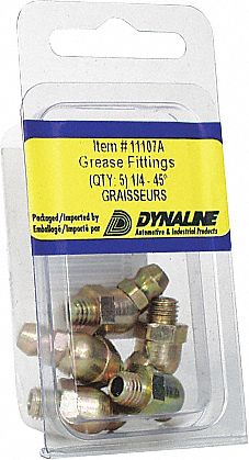 GREASE FITTING, 45-DEGREE, MAX 8000PSI, THREAD SAE-LT, 7/8 IN, PKG 5