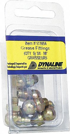 GREASE FITTING, 90-DEGREE, MAX 8000 PSI, THREAD SAE-LT, 25/32 IN, PKG 5