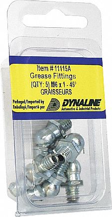GREASE FITTING, 45-DEGREE, MAX 8000 PSI, 20.5 MM, PKG 5