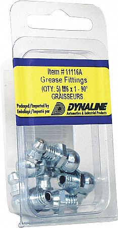 GREASE FITTING, 90-DEGREE, MAX 8000PSI, 19 MM, PKG 5