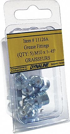 GREASE FITTING, 45-DEGREE, MAX 8000 PSI, 22.60 MM, PKG 5