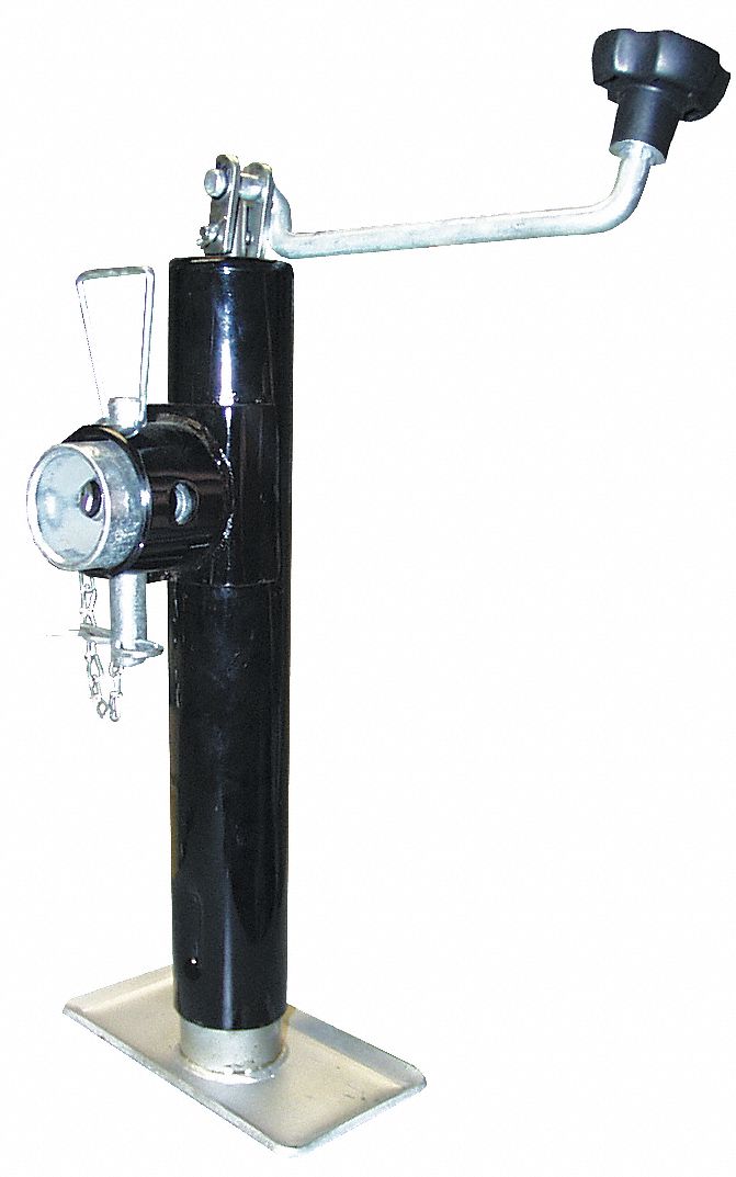 ROUND TUBE MOUNT JACK, TOP WIND, 5000 LB LIFT CAPACITY, BLACK,15 IN HEIGHT/15 IN LIFT, STEEL/ENAMEL