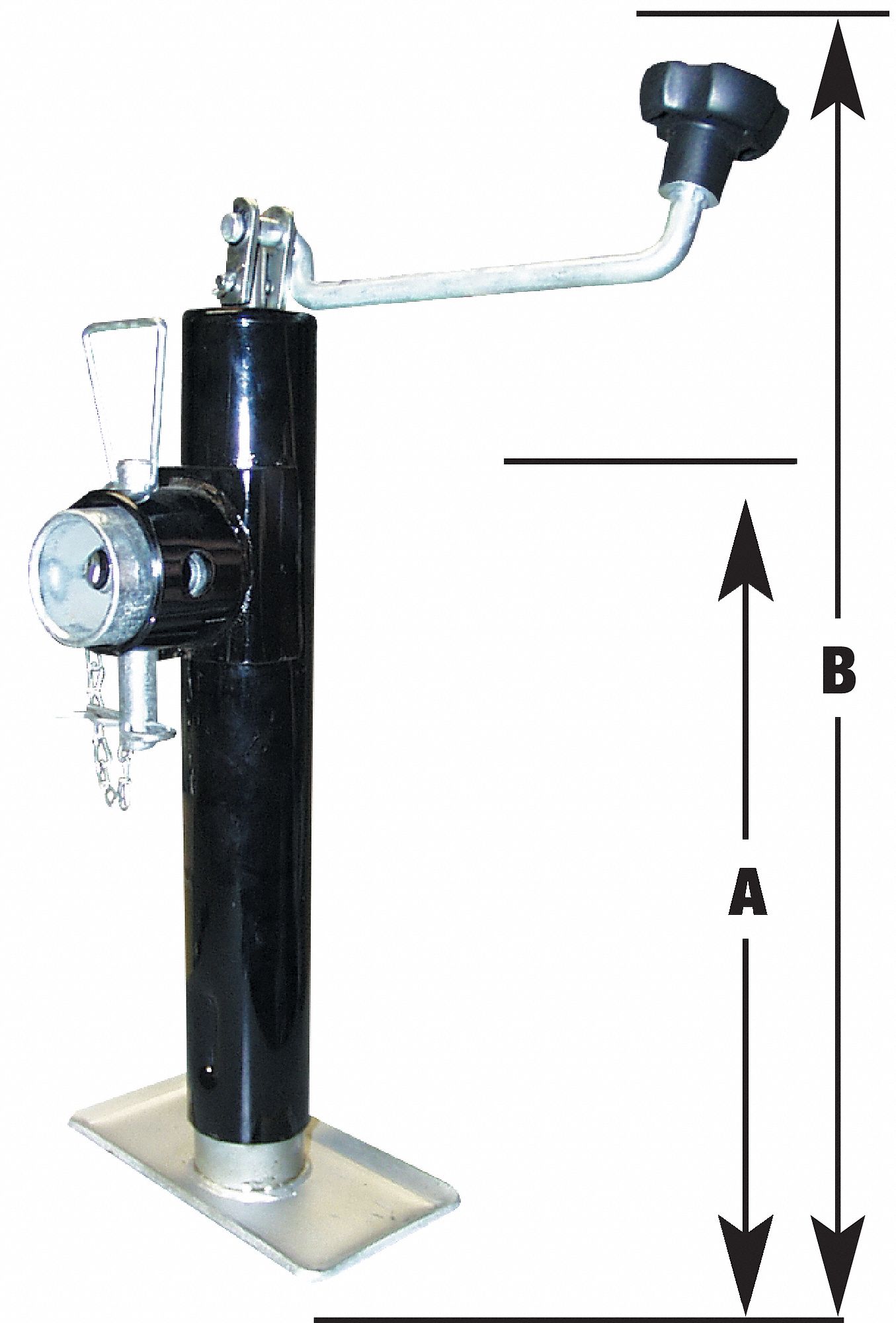 ROUND TUBE MOUNT JACK, TOP WIND, 5000 LB LIFT CAPACITY, BLACK, 15 IN HEIGHT/10 IN LIFT, STEEL/ENAMEL